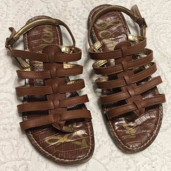 Sam Edelman Leather Sandals Size 6M Brown Strap Design - Picture 1 of 6